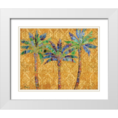 Paradise Palms Gold White Modern Wood Framed Art Print with Double Matting by Brent, Paul