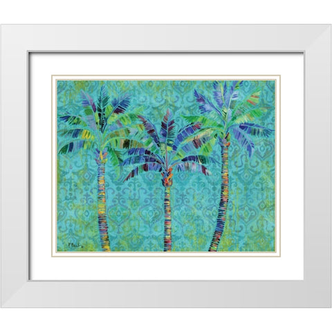 Paradise Palms Turquoise White Modern Wood Framed Art Print with Double Matting by Brent, Paul