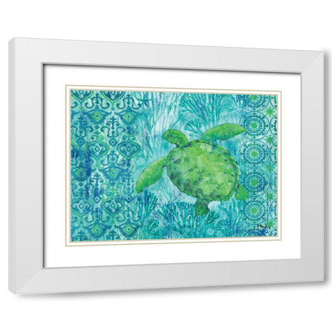 Turtle Batik White Modern Wood Framed Art Print with Double Matting by Brent, Paul