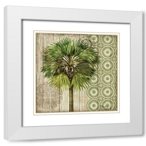 Verde Palm II White Modern Wood Framed Art Print with Double Matting by Brent, Paul