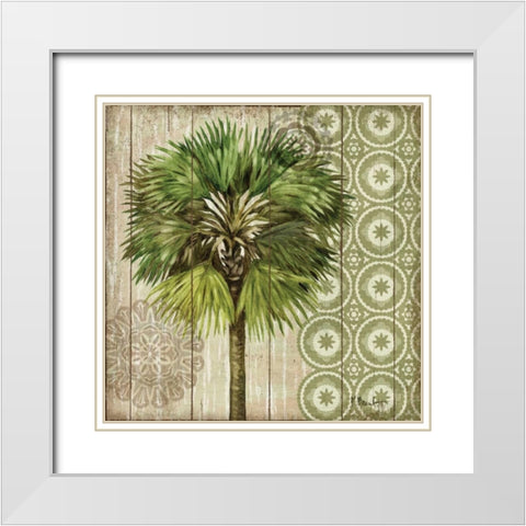 Verde Palm II White Modern Wood Framed Art Print with Double Matting by Brent, Paul