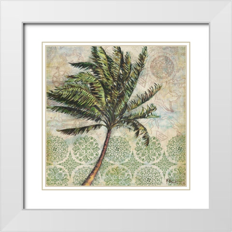 Delray Palm I White Modern Wood Framed Art Print with Double Matting by Brent, Paul