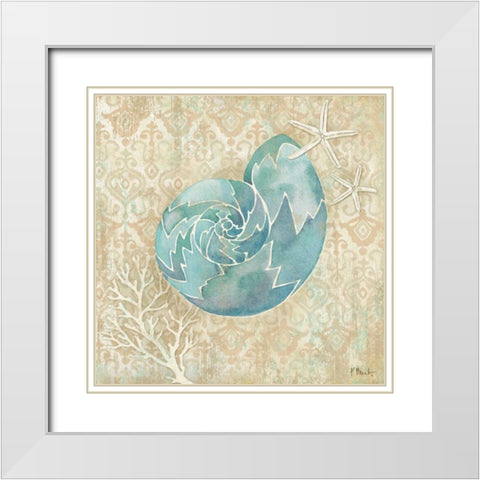 Laguna Shells II White Modern Wood Framed Art Print with Double Matting by Brent, Paul