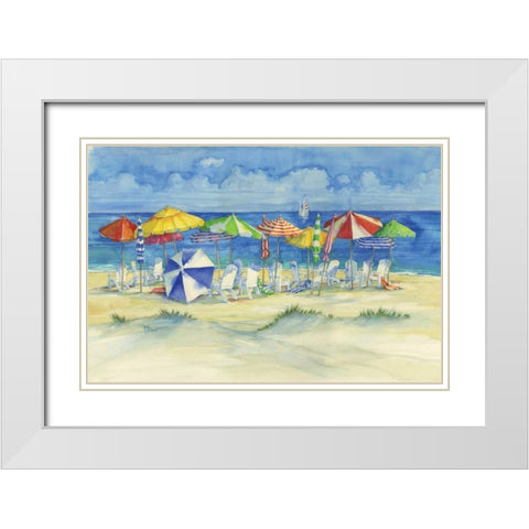 Watercolor Beach White Modern Wood Framed Art Print with Double Matting by Brent, Paul