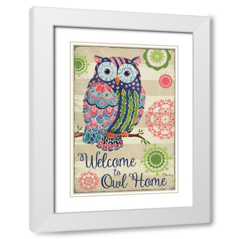 Groovy Owls II White Modern Wood Framed Art Print with Double Matting by Brent, Paul