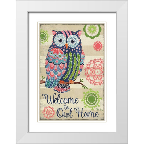 Groovy Owls II White Modern Wood Framed Art Print with Double Matting by Brent, Paul