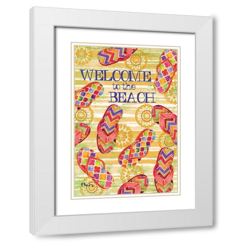 Sarasota Sandals Welcome White Modern Wood Framed Art Print with Double Matting by Brent, Paul