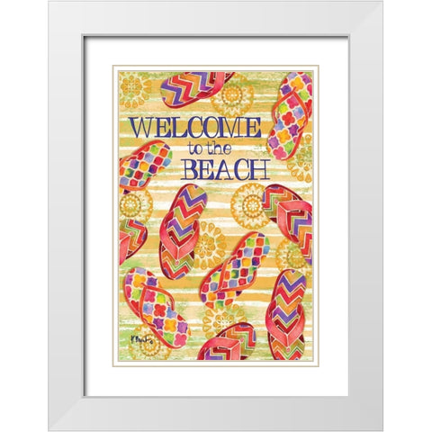 Sarasota Sandals Welcome White Modern Wood Framed Art Print with Double Matting by Brent, Paul