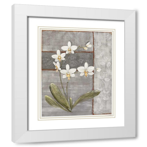 Orchid Shimmer II White Modern Wood Framed Art Print with Double Matting by Braun, O.