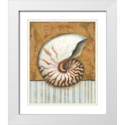 Vintage Shell I White Modern Wood Framed Art Print with Double Matting by Bates, K.