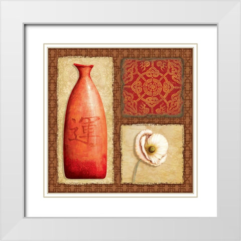 Oriental Collage I White Modern Wood Framed Art Print with Double Matting by Corbin, Delphine