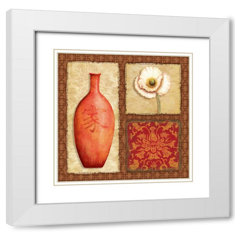 Oriental Collage III White Modern Wood Framed Art Print with Double Matting by Corbin, Delphine