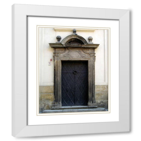 Prague Door I White Modern Wood Framed Art Print with Double Matting by Christensen, Jim