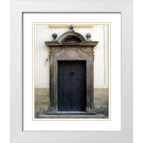 Prague Door I White Modern Wood Framed Art Print with Double Matting by Christensen, Jim