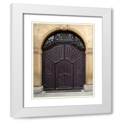 Prague Door III White Modern Wood Framed Art Print with Double Matting by Christensen, Jim