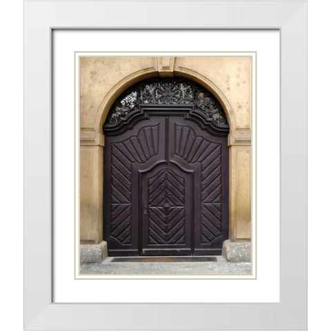 Prague Door III White Modern Wood Framed Art Print with Double Matting by Christensen, Jim