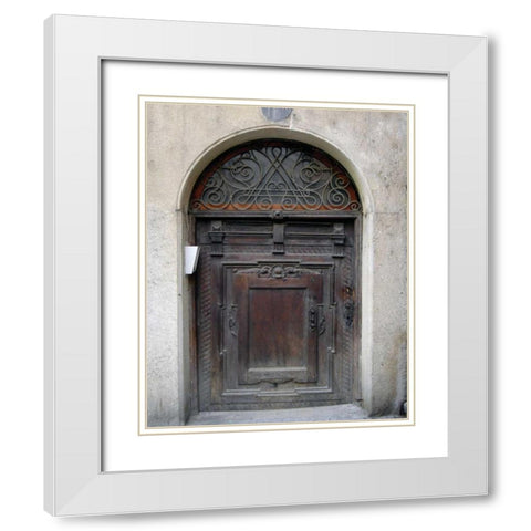 Prague Door IV White Modern Wood Framed Art Print with Double Matting by Christensen, Jim