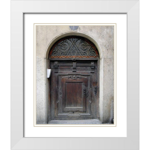 Prague Door IV White Modern Wood Framed Art Print with Double Matting by Christensen, Jim