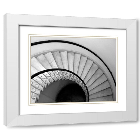Capital Stairway White Modern Wood Framed Art Print with Double Matting by Christensen, Jim