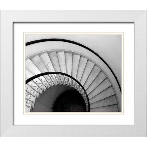 Capital Stairway White Modern Wood Framed Art Print with Double Matting by Christensen, Jim