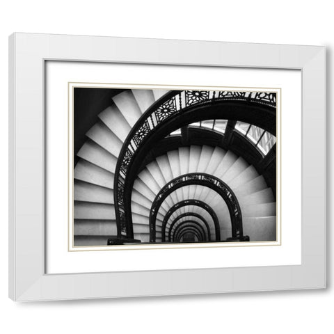 Rookery Stairwell White Modern Wood Framed Art Print with Double Matting by Christensen, Jim