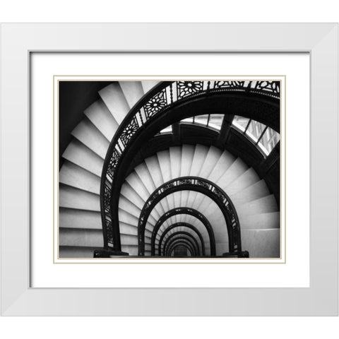 Rookery Stairwell White Modern Wood Framed Art Print with Double Matting by Christensen, Jim