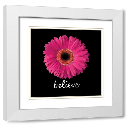 Believe Daisy White Modern Wood Framed Art Print with Double Matting by Christensen, Jim