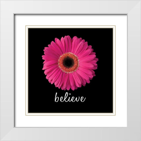 Believe Daisy White Modern Wood Framed Art Print with Double Matting by Christensen, Jim
