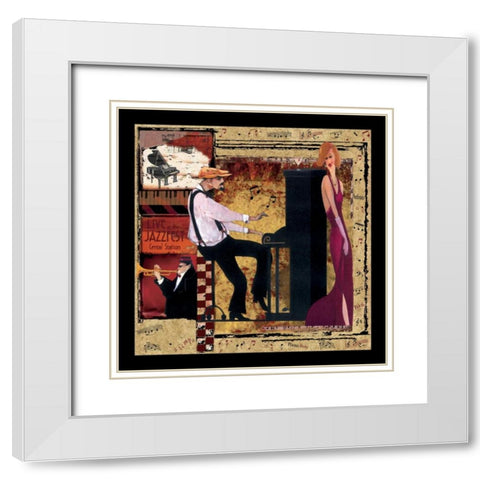 Jazz Piano White Modern Wood Framed Art Print with Double Matting by CW Designs Inc.