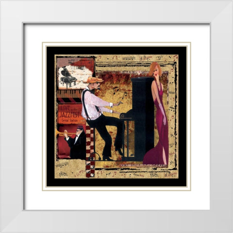 Jazz Piano White Modern Wood Framed Art Print with Double Matting by CW Designs Inc.