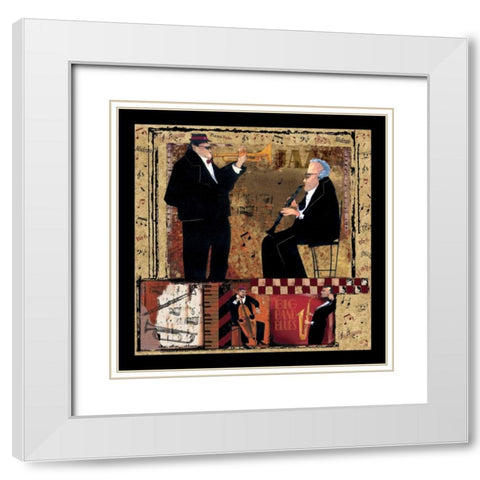 Jazz Trumpet White Modern Wood Framed Art Print with Double Matting by CW Designs Inc.