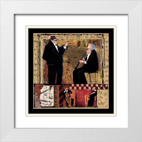 Jazz Trumpet White Modern Wood Framed Art Print with Double Matting by CW Designs Inc.