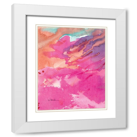 Pink White Modern Wood Framed Art Print with Double Matting by Dilbeck, Nikki