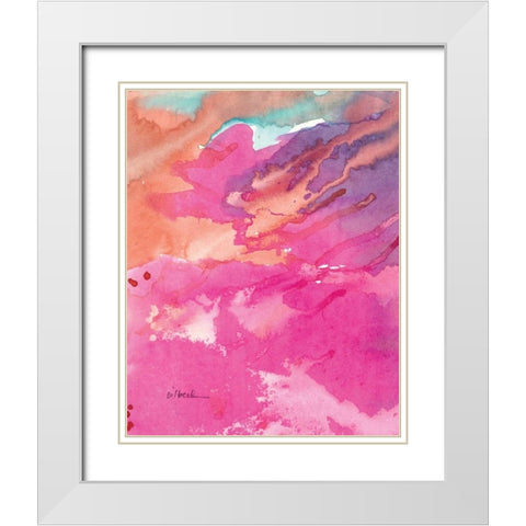 Pink White Modern Wood Framed Art Print with Double Matting by Dilbeck, Nikki