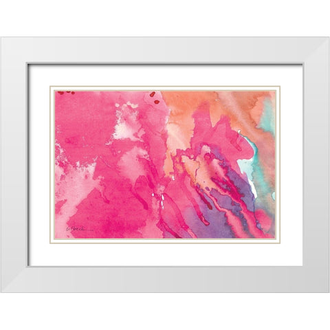 Pink II White Modern Wood Framed Art Print with Double Matting by Nikki, Dilbeck