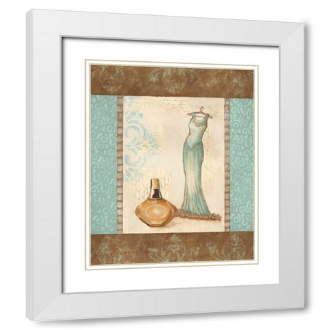 Aqua Fashion II White Modern Wood Framed Art Print with Double Matting by Devereux, Sophie