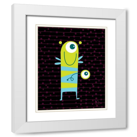 Stripy White Modern Wood Framed Art Print with Double Matting by Blue Fish