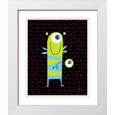 Stripy White Modern Wood Framed Art Print with Double Matting by Blue Fish