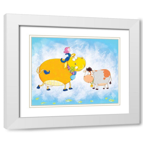 Milky Moo White Modern Wood Framed Art Print with Double Matting by Blue Fish