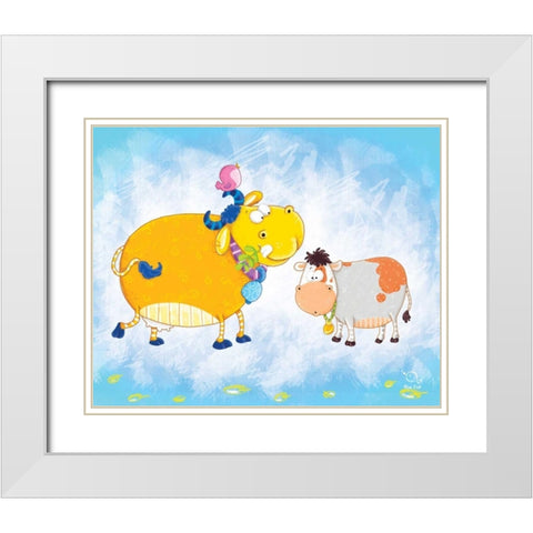 Milky Moo White Modern Wood Framed Art Print with Double Matting by Blue Fish