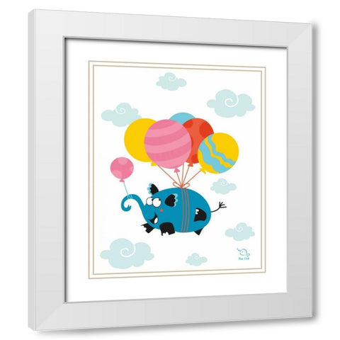 Ballooony Ellie White Modern Wood Framed Art Print with Double Matting by Blue Fish