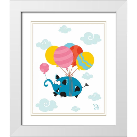 Ballooony Ellie White Modern Wood Framed Art Print with Double Matting by Blue Fish