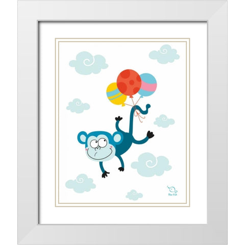 Ballooony Chimp White Modern Wood Framed Art Print with Double Matting by Blue Fish