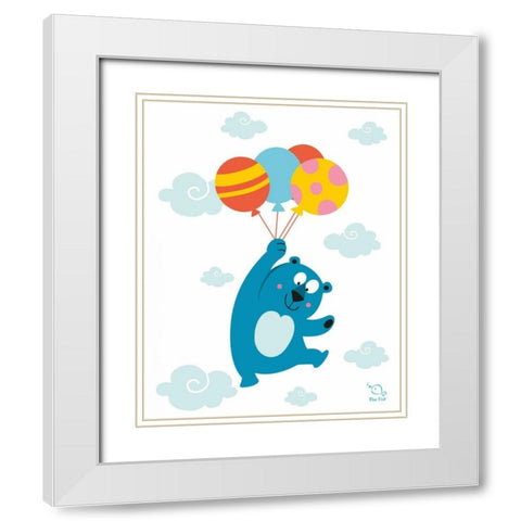Ballooony Boo White Modern Wood Framed Art Print with Double Matting by Blue Fish