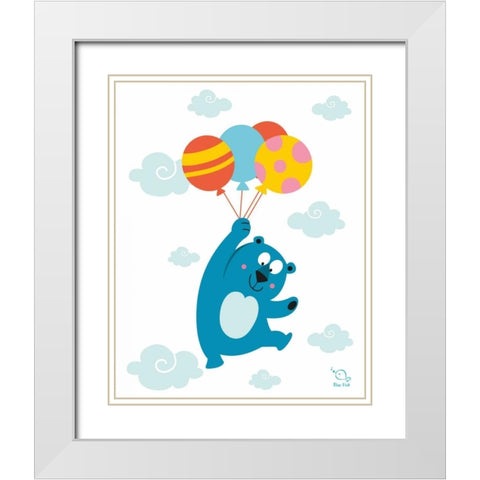 Ballooony Boo White Modern Wood Framed Art Print with Double Matting by Blue Fish