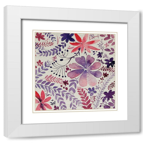 Flowery Dreams I White Modern Wood Framed Art Print with Double Matting by Blue Fish