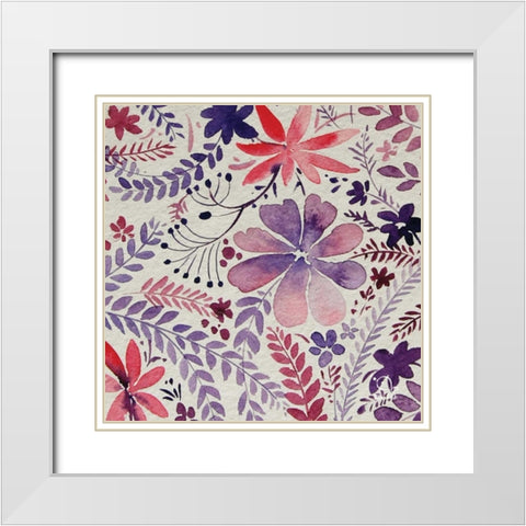 Flowery Dreams I White Modern Wood Framed Art Print with Double Matting by Blue Fish