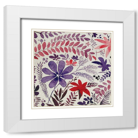 Flowery Dreams II White Modern Wood Framed Art Print with Double Matting by Blue Fish