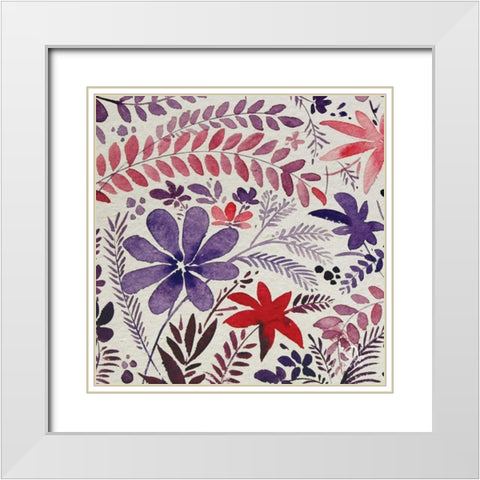 Flowery Dreams II White Modern Wood Framed Art Print with Double Matting by Blue Fish