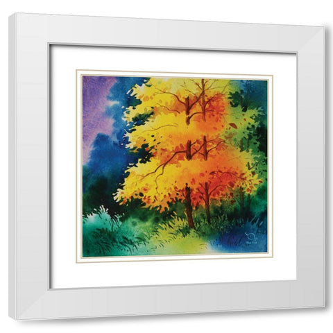 Reflections I White Modern Wood Framed Art Print with Double Matting by Blue Fish